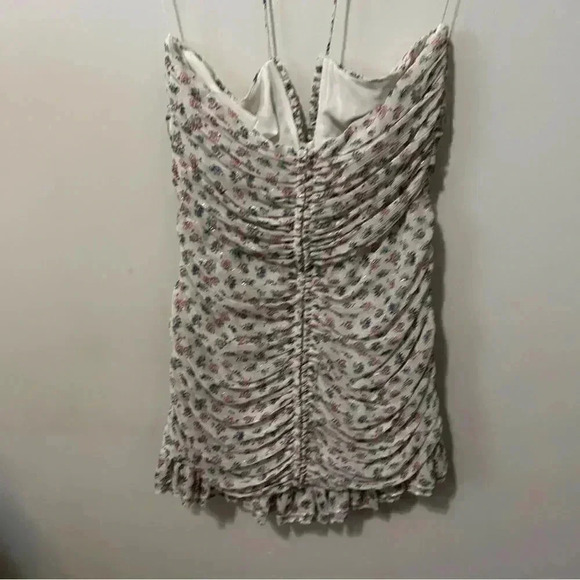 ZARA METALLIC THREAD DRAPED PRINT DRESS M - Picture 9 of 9